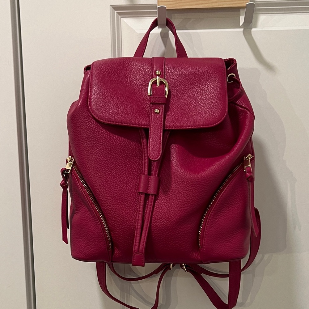 Chic Berry Leather Backpack - Miami Leathers - color is Berry